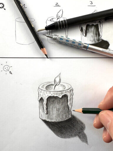 Kerze zeichnen-Schmidts Zeichenwelt